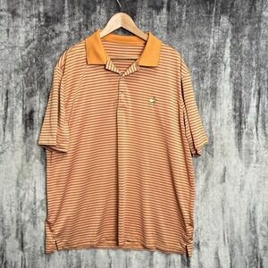 Masters Tech Polo Shirt Mens XL Orange Micro Stripe Augusta National Logo
